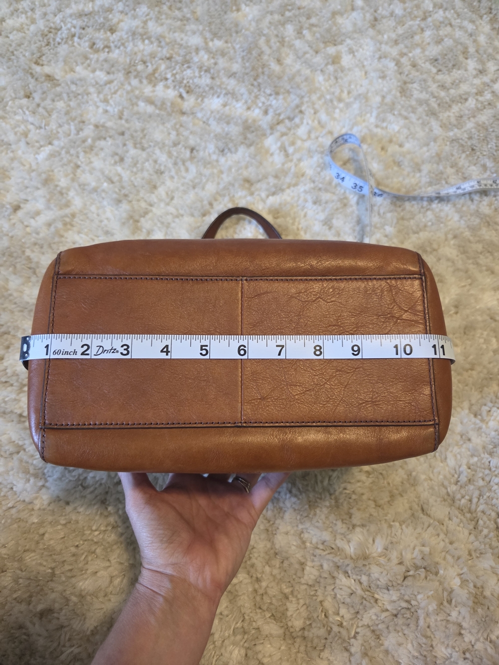 Fossil Cognac Leather Satchel with Key Charm - Picture 8 of 16